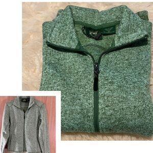 Lime Green Fleece Knit Sweater Cardigan Jacket
